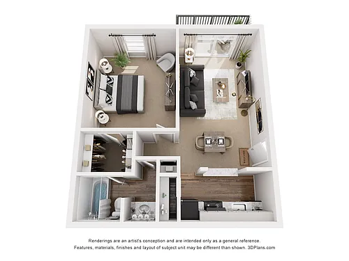 Floor plan 1 Bedroom, 1 Bathroom