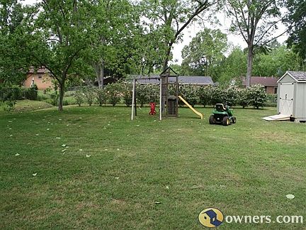 View of backyard from back door of house