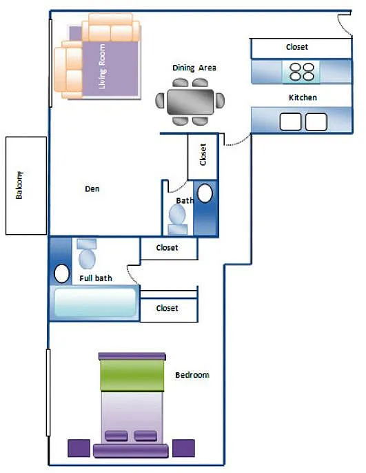 Floor plan 1 Bedroom with Den