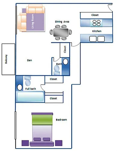 Floor plan 1 Bedroom with Den