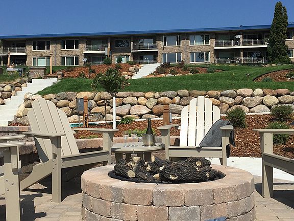 Gas fire pit on Lake Minnetonka