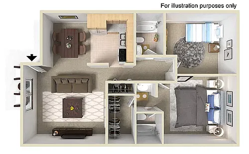 Floor plan Two Bedroom Two Bath