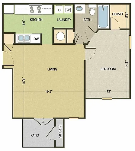 Floor plan 1BR 80%- Partial Reno
