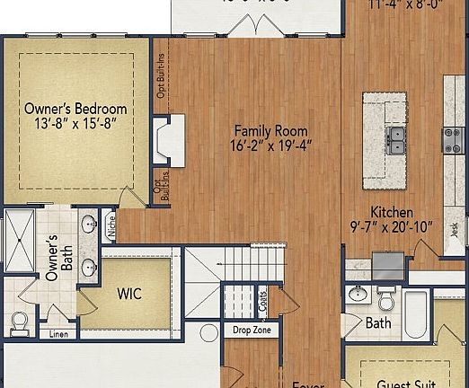 First Floor Elevation with Guest Suite