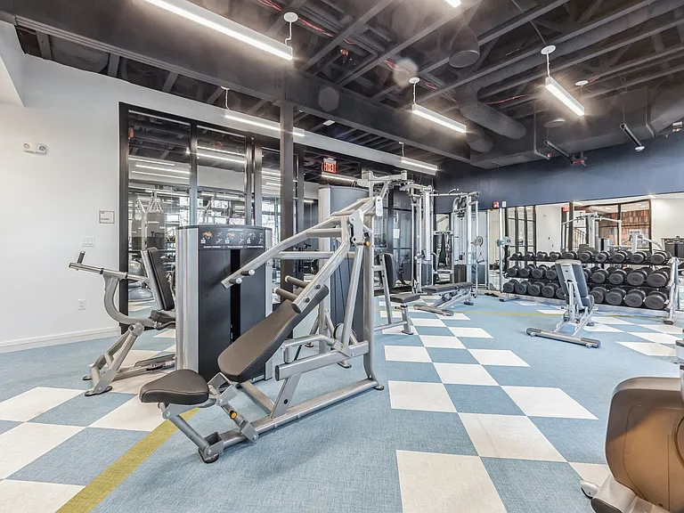 Our fitness center features cardio machines and free weights
