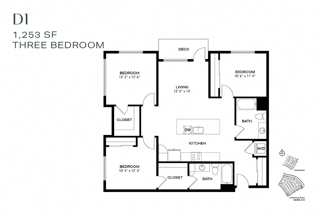 Floor plan Three Bedroom D1