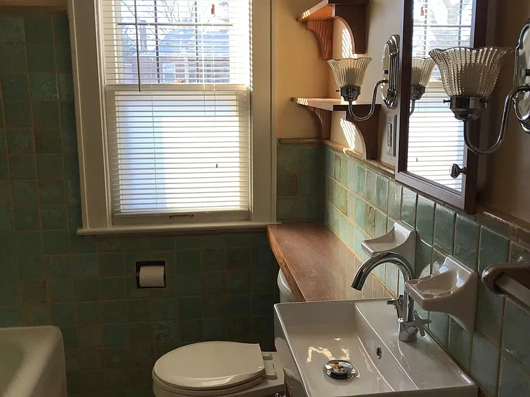 Original bathroom tile in updated bathroom