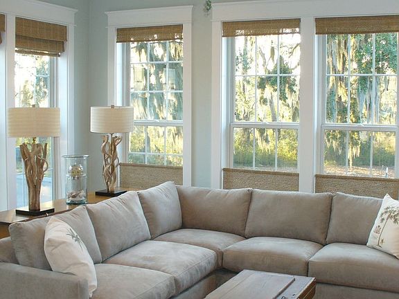 Sunny family room with great views.