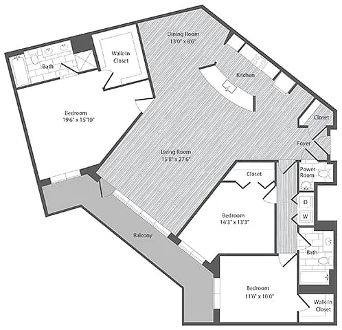 Floor plan 3 Bed 2.5 Bath - C1