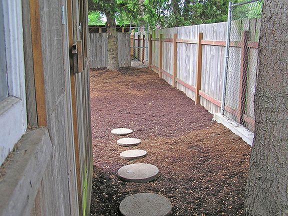 Shaded gated large dog run