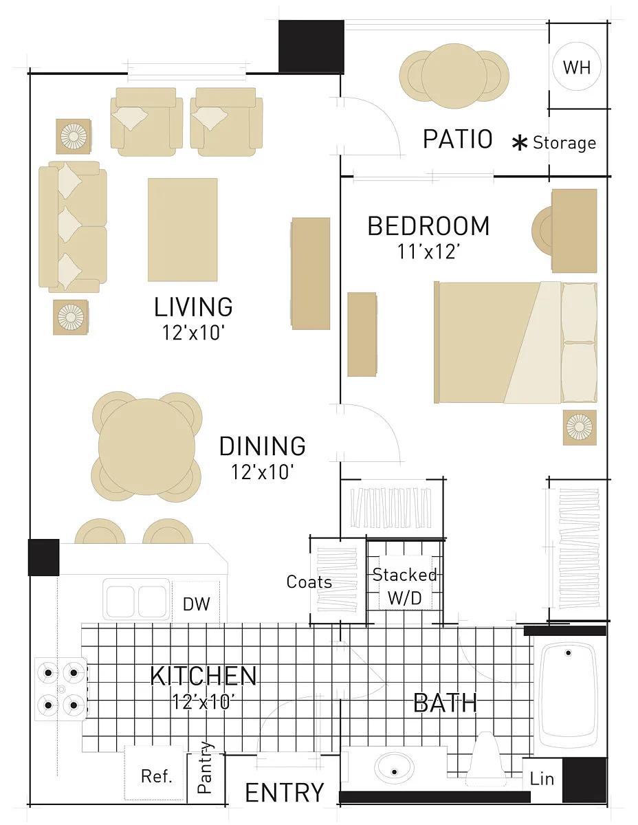 Floor plan The Redwoods- One Bedrooms