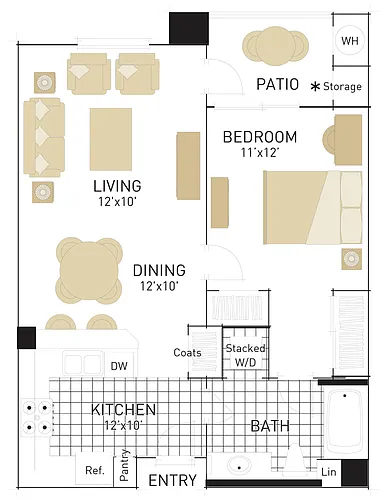 Floor plan The Redwoods- One Bedrooms