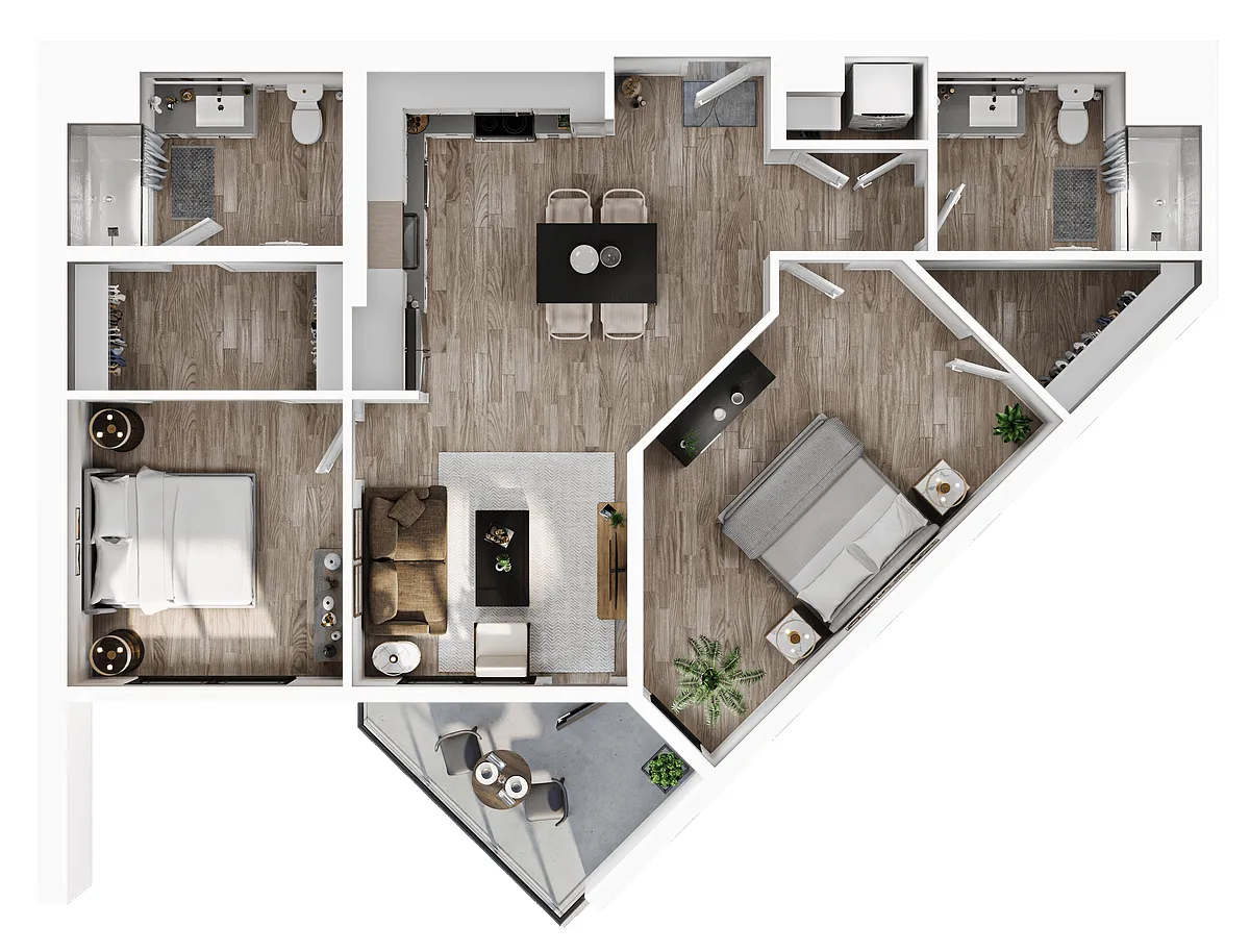 Floor plan Two Bedroom-B3