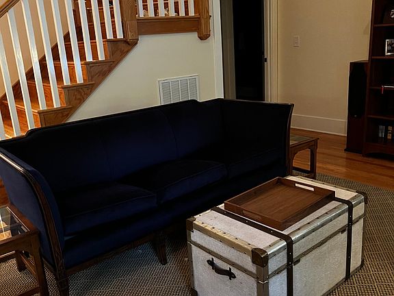 Family room with cathedral ceiling.