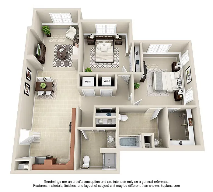 Floor plan Hoosick 2A and 2B and 2C and 2D
