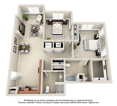 Floor plan Hoosick 2A and 2B and 2C and 2D
