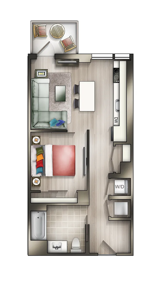 Floor plan 1BD-1BA 04 Tier