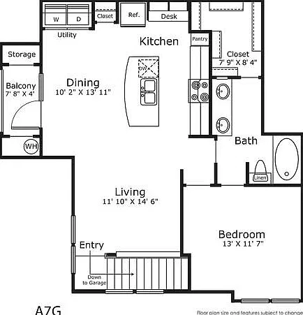1 bed, 1.5 bath, 876 sqft, $1,350 — Photo 3