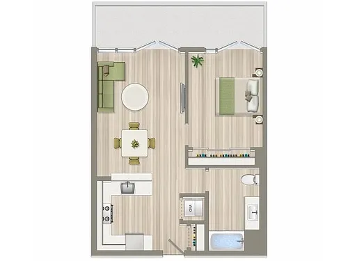 Floor plan 1 Bed/1 Bath- A3