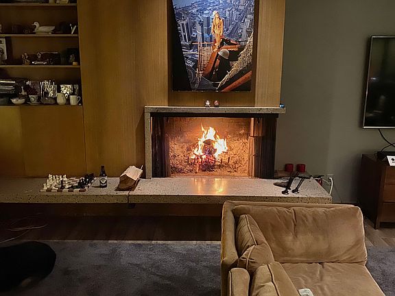 Wood burning fireplace