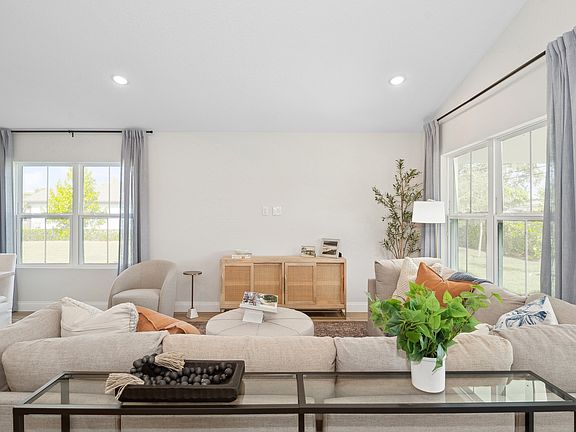 Great room with vaulted ceiling