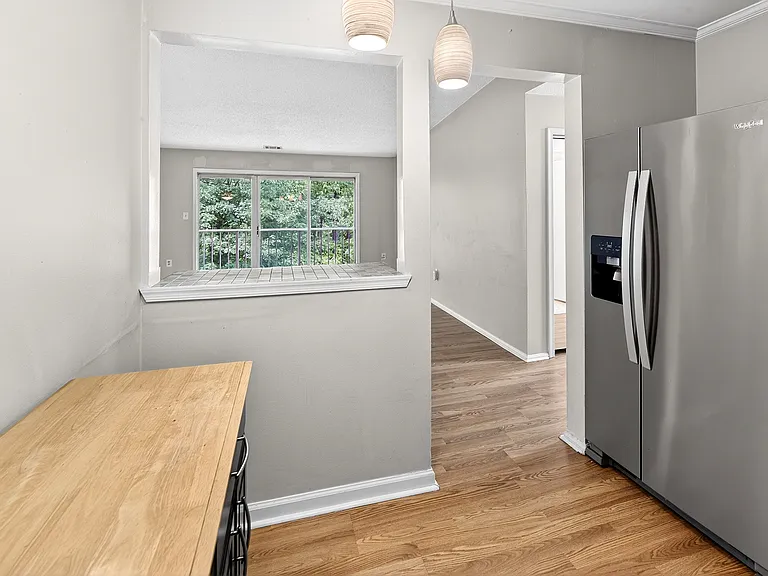 View from kitchen to living rm