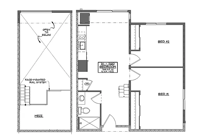 Floor plan 2 Bedroom 1 Bathroom with Loft