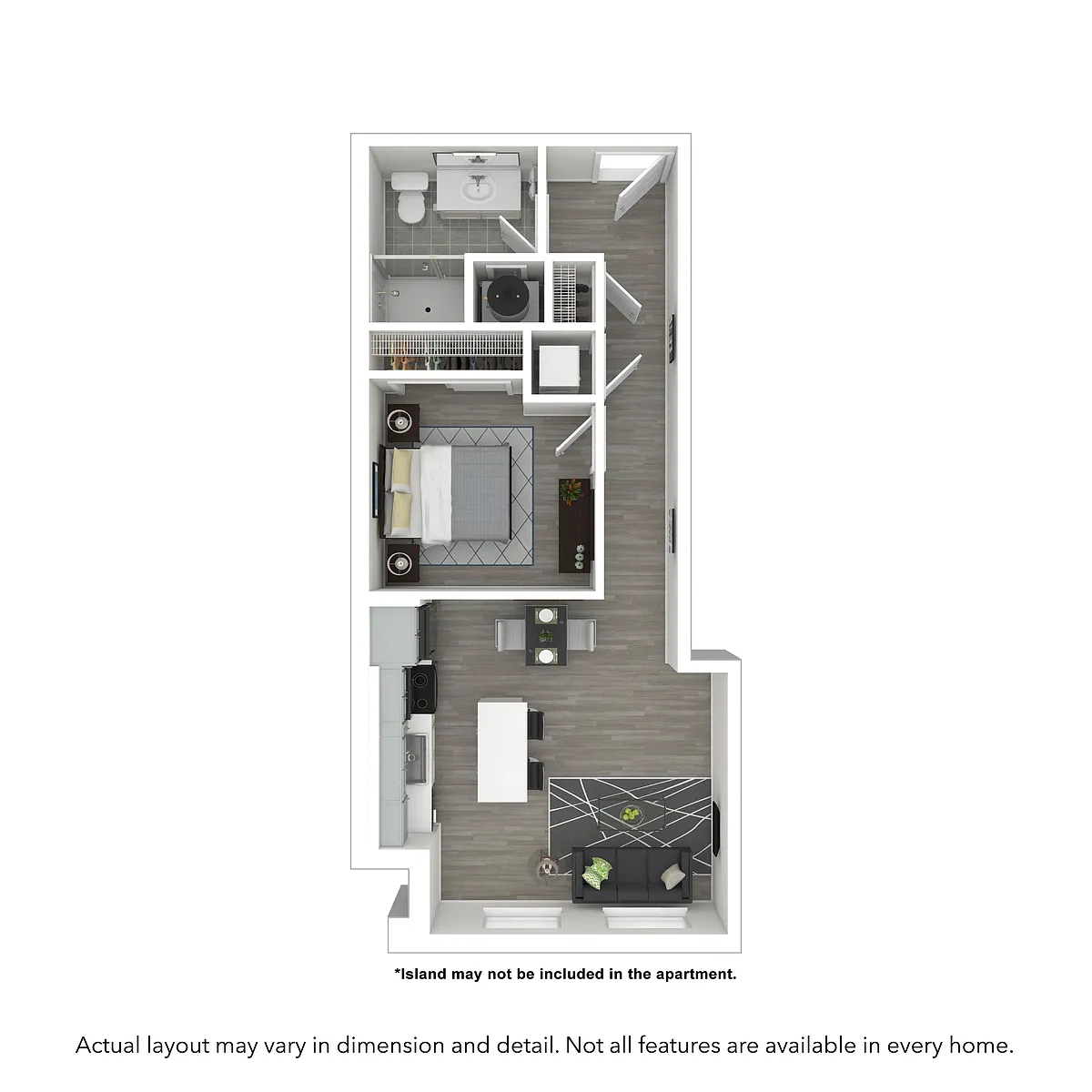 Floor plan 1x1 629 SF