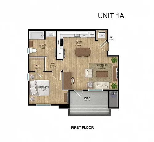 Floor plan 1BD, 1BTH A