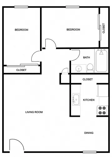 Floor plan B1 2 Bed | 1 Bath