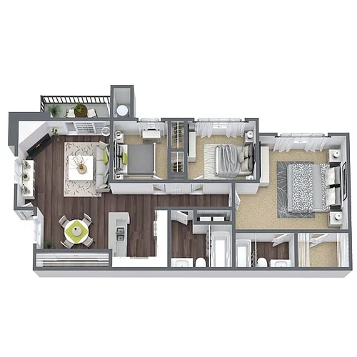 Floor plan C1: 3 Bed 2 Bath