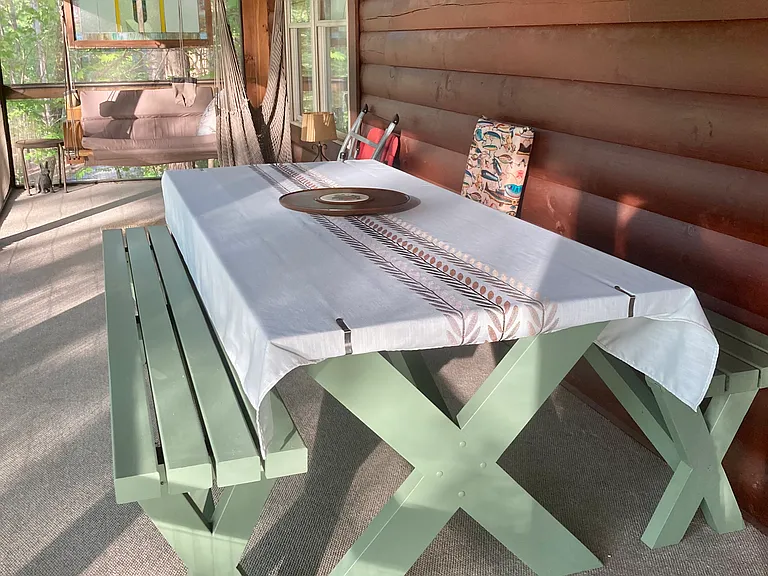 Screened Porch picnic table. Seats 8.