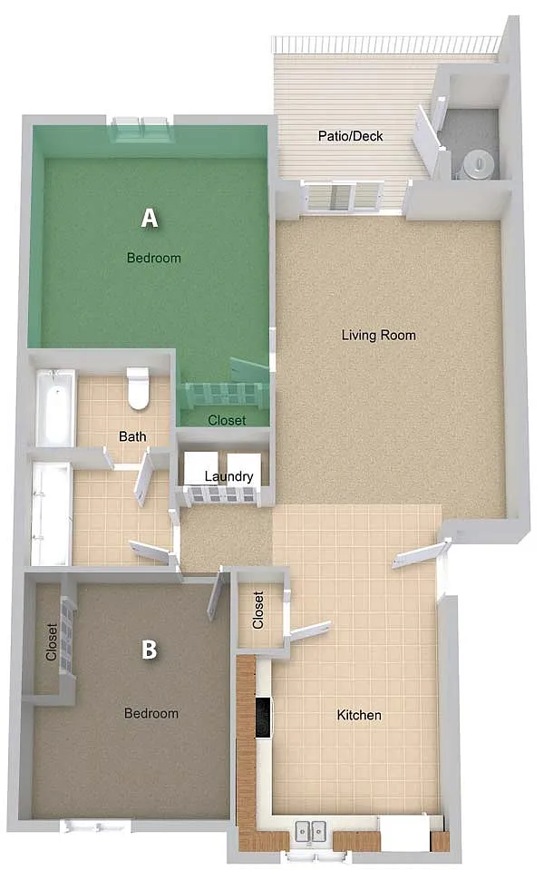 Floor plan By The Person Pricing - Two Bedroom