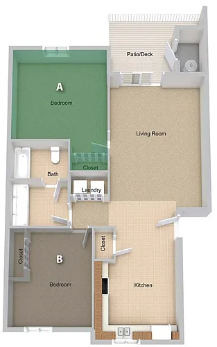 Floor plan By The Person Pricing - Two Bedroom