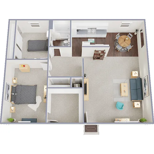 Floor plan 2 Bed 1 Bath C
