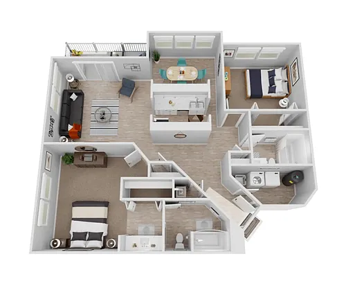 Floor plan 2 Bedroom, 2 Bath