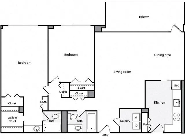 Floor plan 2 Bedroom, 2 Bath 1269 SF 22a