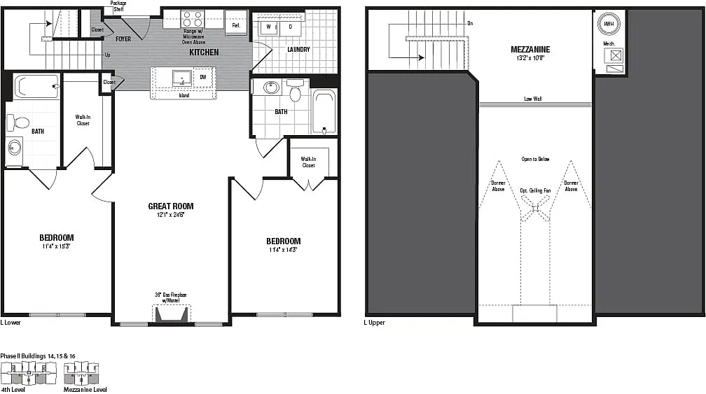 Floor plan 2 Bed 2 Bath Loft-L