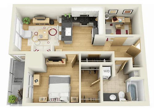 Floor plan 1 Bedroom DR