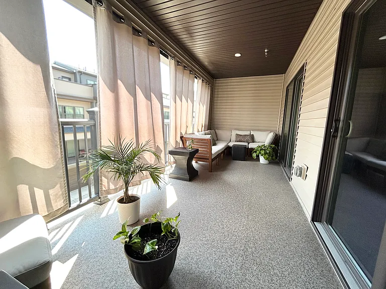 Large covered outdoor lanai with gas fireplace and curtain rod for privacy curtains. Lanai comes furnished at no additional cost. Grills are permitted.