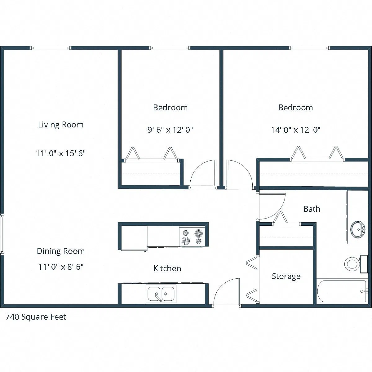 Floor plan Two Bedroom 21A