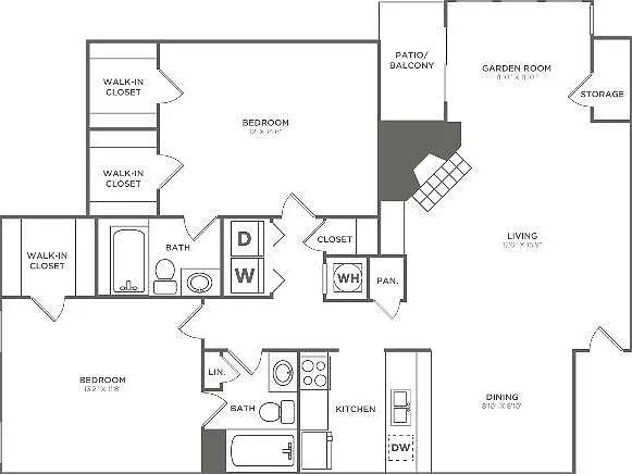 Two Bedroom Two Bath (1,240 SF) Two Bedroom Two Bath (1,240 SF)