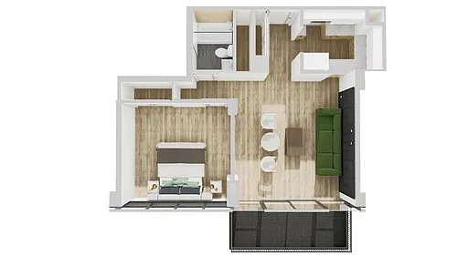 Floor plan F 1 Bed 1 Bath