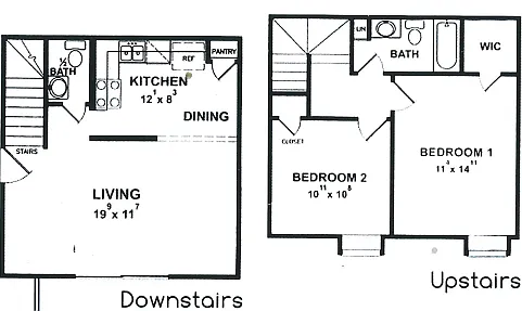 Floor plan San Marcos 2 Bed 1.5 Bath