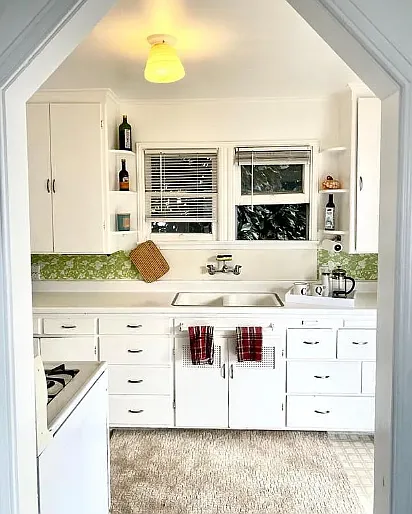 Looking into the kitchen from the living room.