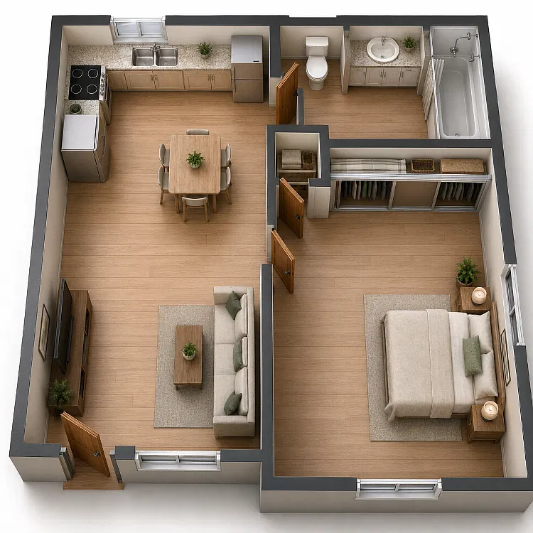Floor plan 1 Bed 1 Bath