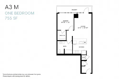 Floor plan One Bedroom A3m
