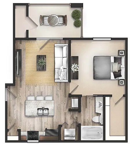 Floor plan The Saluda with Patio