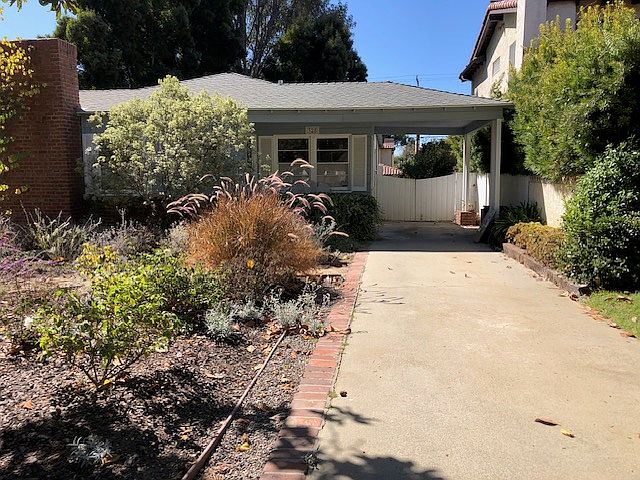 Front gardens, car port, driveway and entry way