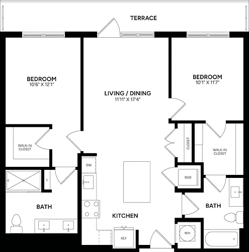 Floor plan 2 Bed/ 2 Bath-C17